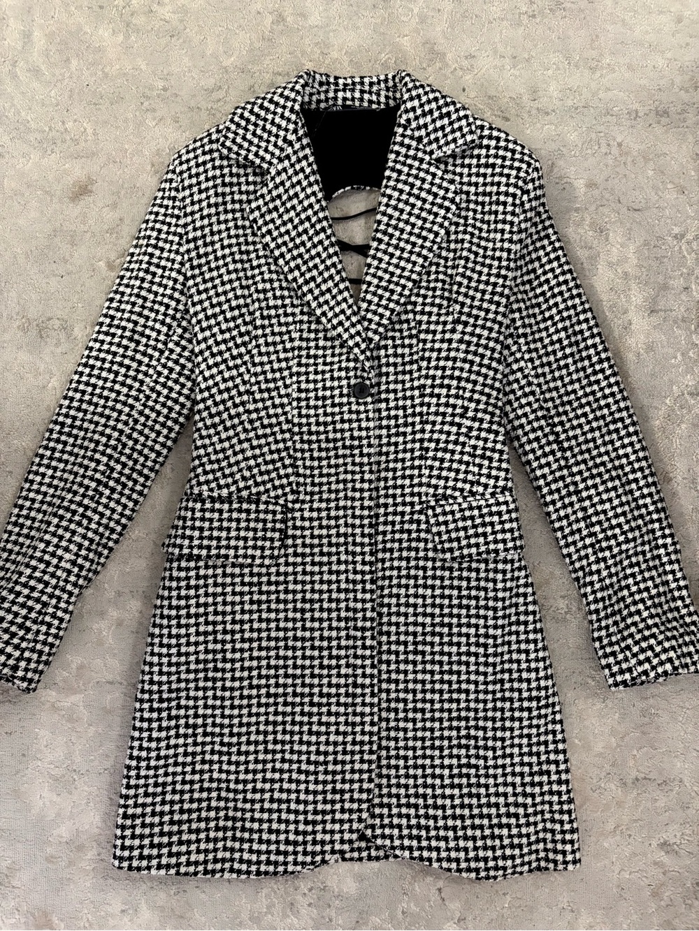 NWT❗️Zara Black & White Houndstooth Long Sleeve Blazer Dress